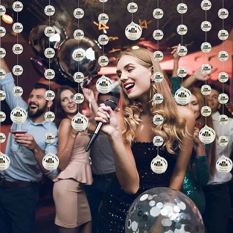 Mini Mirror Disco Ball Stage Light Reflective Rotating Bright Silver Glass Ball Christmas Birthday Wedding Party Cake Decor Zpaxo