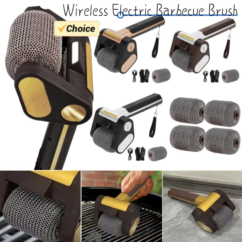 Electric Stainless Steel Roller Grill Cleaner Brush W Replaceable Zpaxo