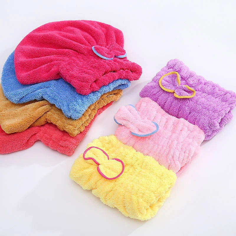 Quick Drying Hair Cap Women Bowtie Bathing Hat Microfiber Towel Zpaxo