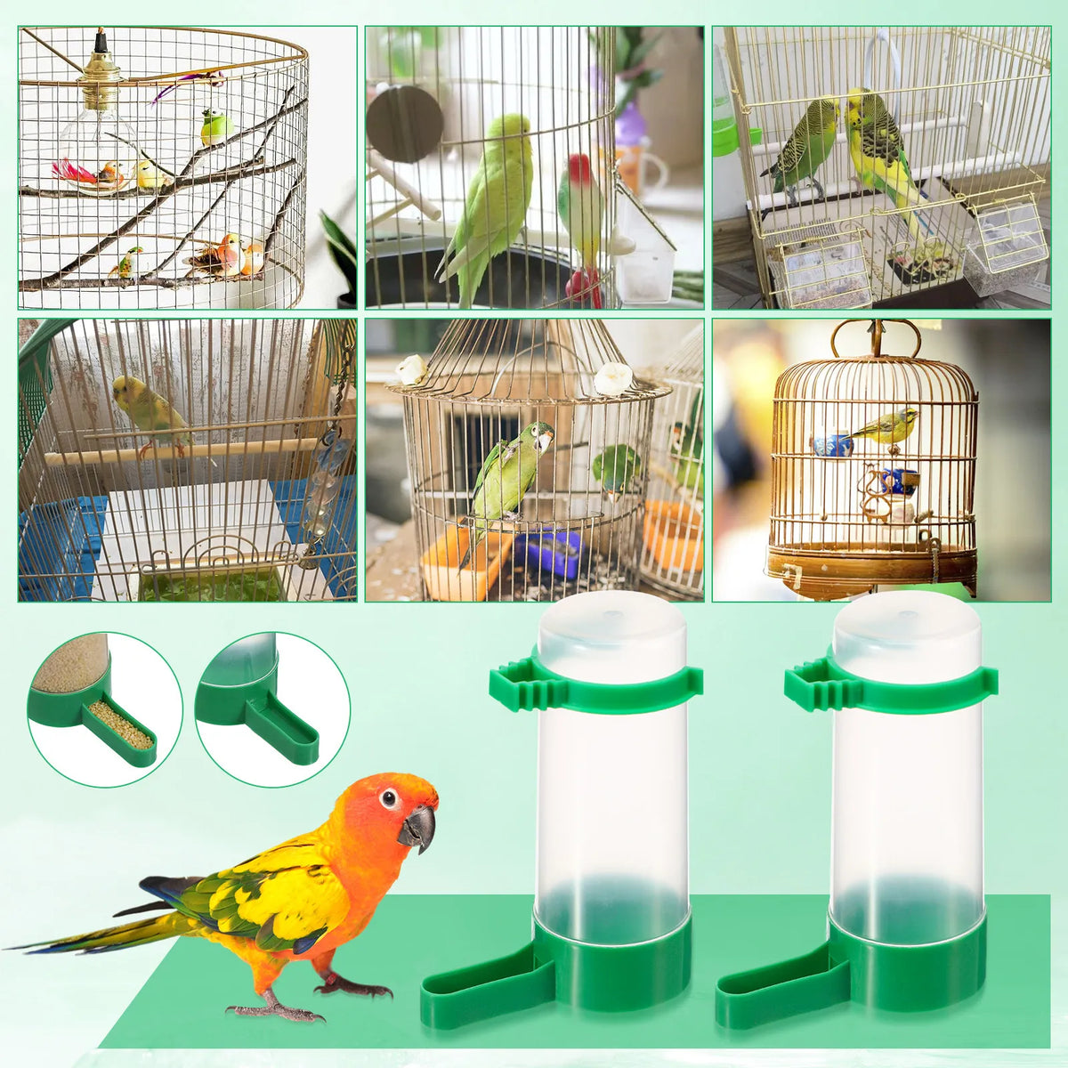 Bird Feeder Automatic Drinker Waterer Plastic Clip Cage Mount Zpaxo