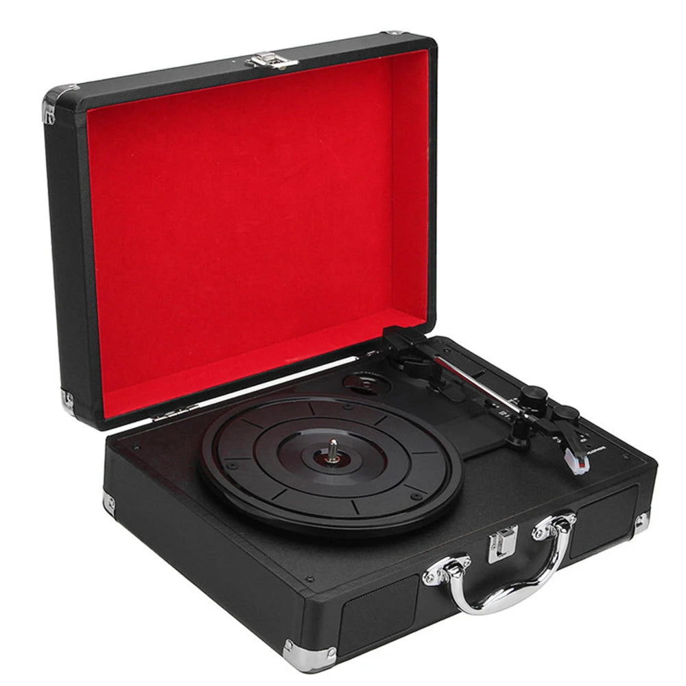 Record Player 3-Speed Turntable Built-in Speaker BT Function Support 7'' /10'' /12'' Belt-Driven Record Player Vintage Turntable Zpaxo