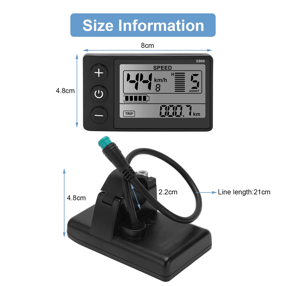 Bike Instrument S866 LCD Display Speedometer Odometer Handlebar 24V Zpaxo