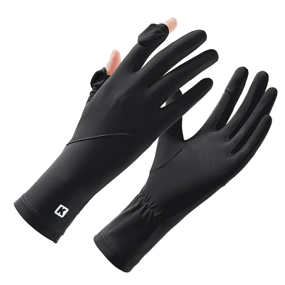Summer women's UV resistant short outdoor windproof anti slip breathable driving and cycling gloves with sun protection gloves Zpaxo black gloves