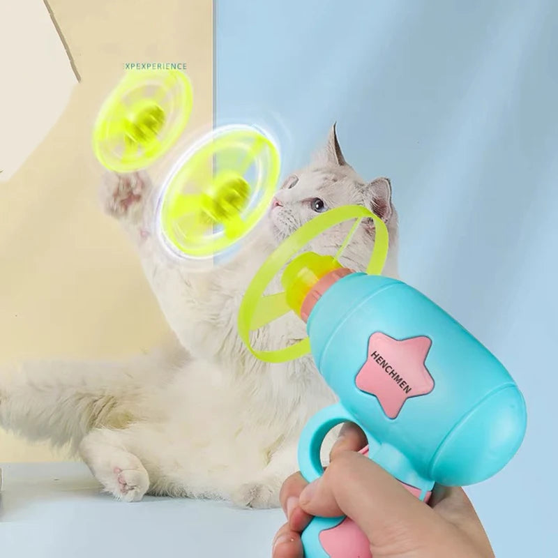 Funny Cat Toy Interactive Play Pet Training Mini Flying Disc Windmill Zpaxo