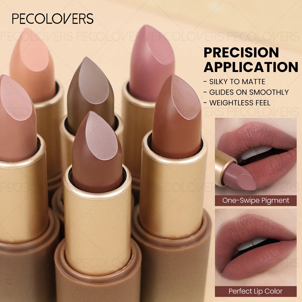 1PC Long-lasting Moisturizing Matte Lipstick, Brown Shade, Easy To Apply, Thin and Not Dry, Perfect Holiday Gift for Girls Zpaxo