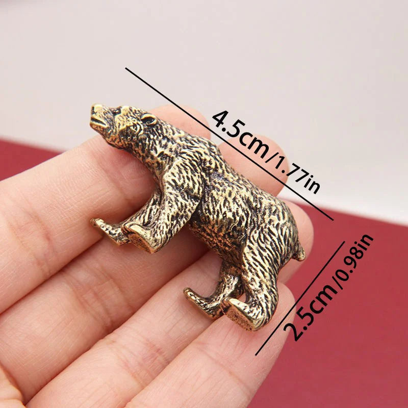 Animal Figurines Miniatures Children Toy Gifts Brass Cute Small Bear Statue Office Desk Ornaments Decorations Crafts Collections Zpaxo onesize