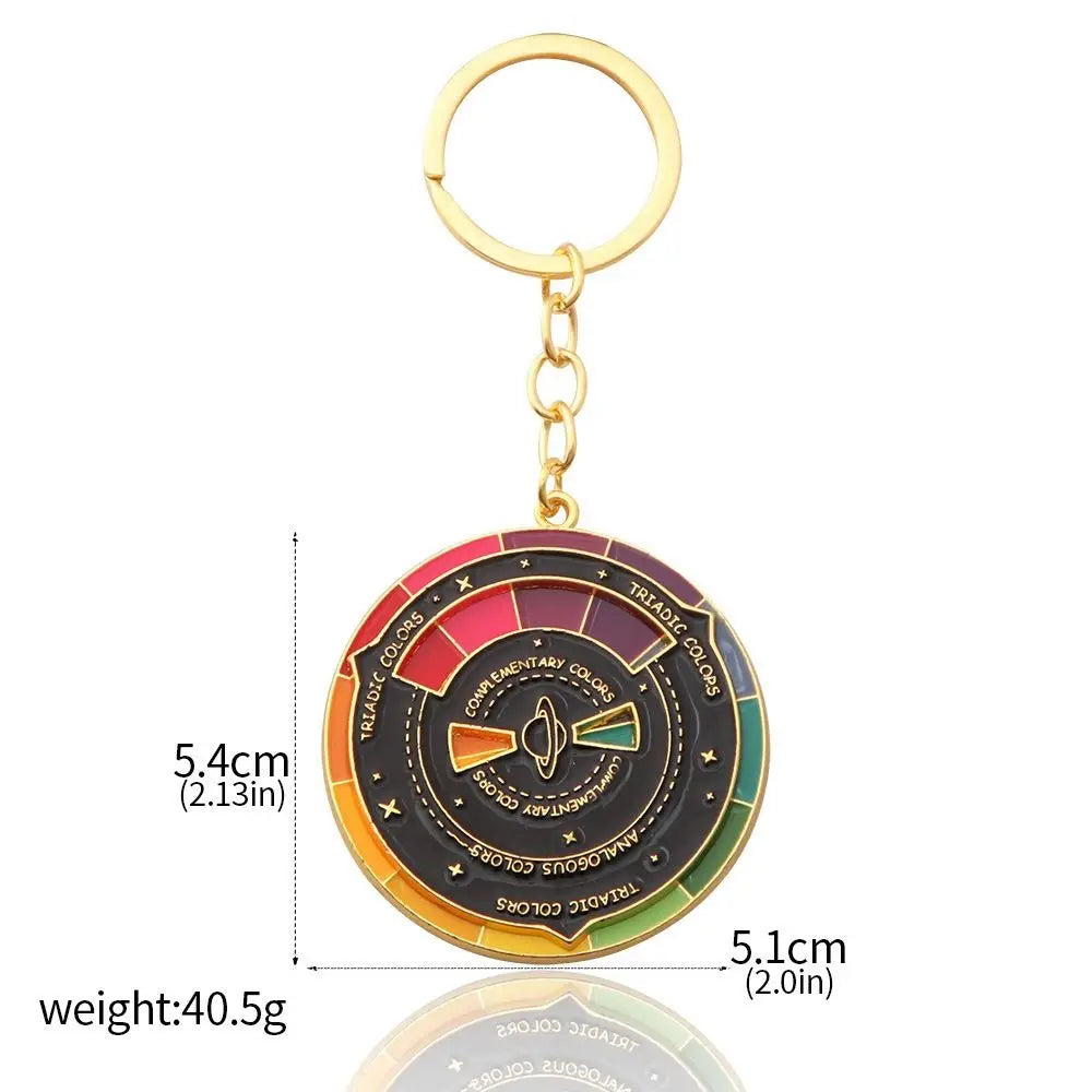 Color Wheel Color Wheel Keyring Rotatable Turntable Spinning Color Compass Keychain Metal Palette Rotable Color Palette Keychain Zpaxo