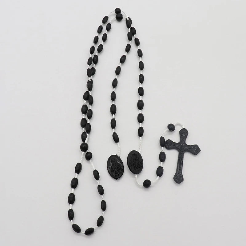 Luminous Catholic Christ Jesus Cross Plastic Rosary Crucifix Necklace Zpaxo A6
