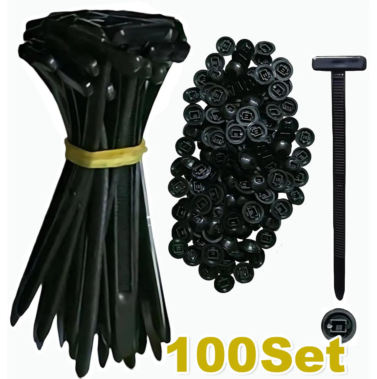 Universal Nylon Cable Tie Buckle Auto Fastener Screw Replacement Clip Car Fender Trunk Engine Guard Panel Wire Management Secure Zpaxo 100SET