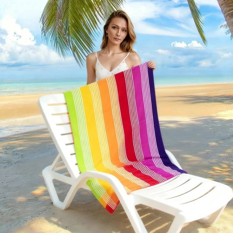 Extra Large Rainbow Stripe Beach Towel Soft Microfiber Quick-dry Wrap Zpaxo