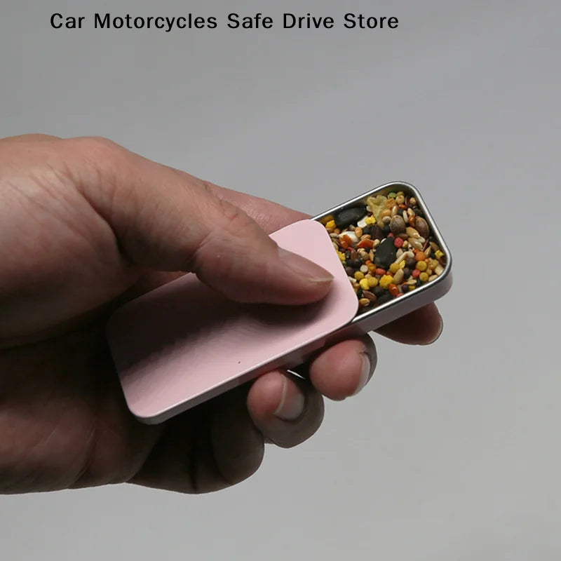CMTinplate Box Slide Lid Push Pull Drawer Balm Portable Mini Zpaxo
