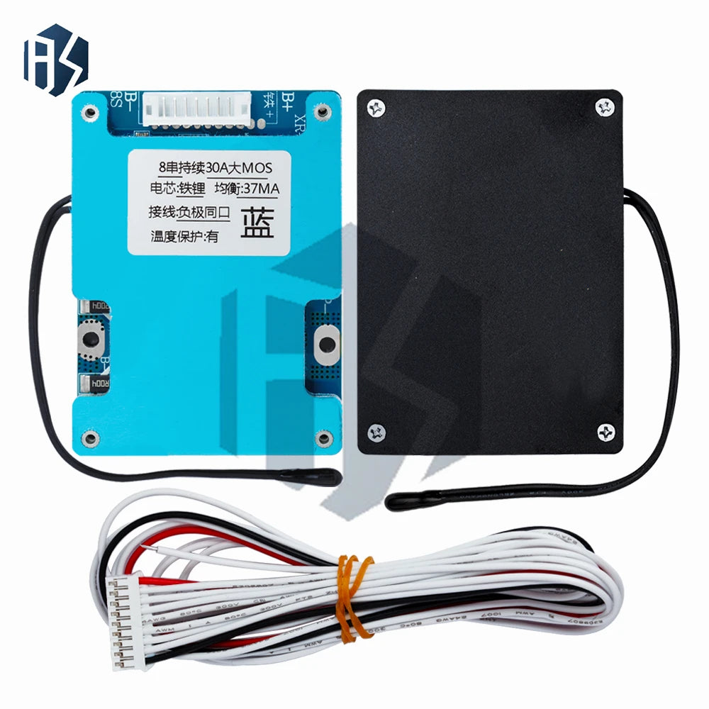 8S 24V 30A LiFePO4 Battery Protection BMS Module with Active Balancing, 600W Continuous Output, Solar Charging Protection PCB Bo Zpaxo