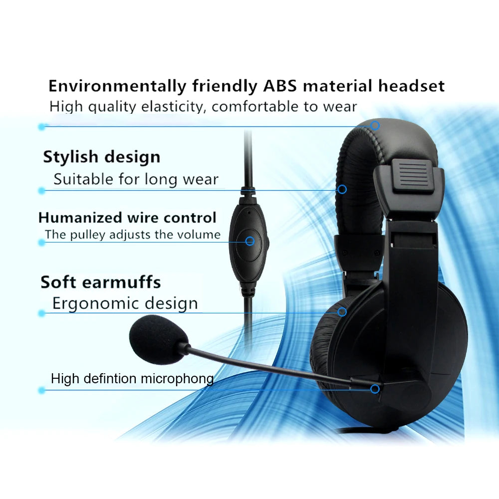 Wired Headphones Operator Headsets Mic Noise Reduction Earphones Zpaxo