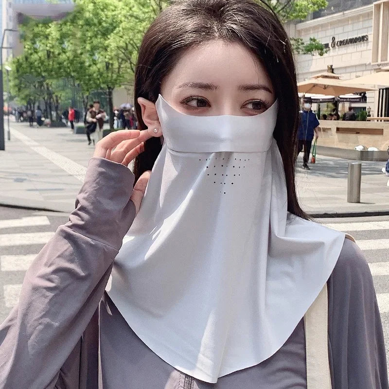 Women's Seamless Ice Silk-like UV Face Mask Ultra-thin Breathable Sun Zpaxo