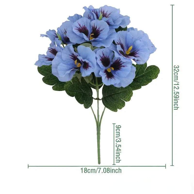 Artificial Pansy Flowers Silk Rose Bouquet Realistic DIY Simulated Floral Arrangement Wedding Home Party Table Centerpiece Zpaxo A4