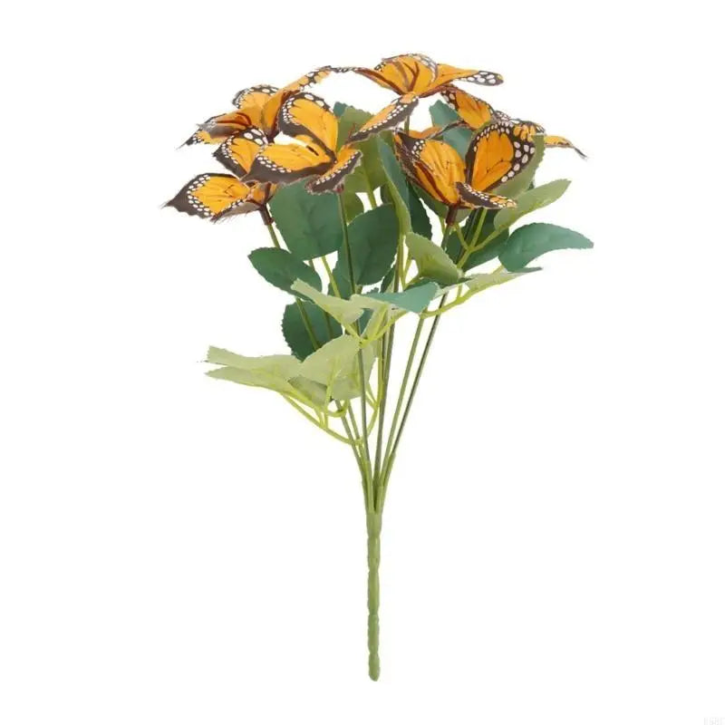 Durable Plastic Butterfly Artificial Flower With Realistic Texture Multiple Color Office Decors For Year Decorative Displays Zpaxo for orange. color CN