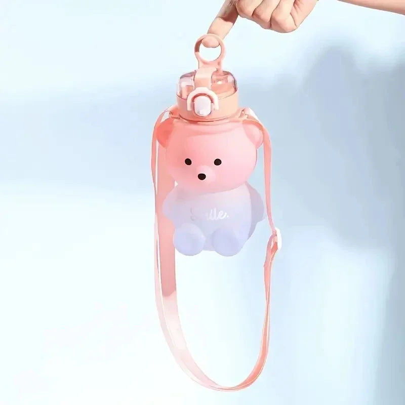 Bear Gradient Cute Water Cup Summer High-value Girl Plastic Portable Zpaxo