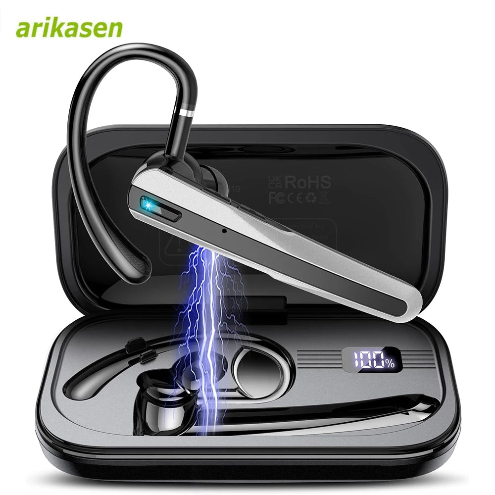 Bluetooth Headset Wireless Earpiece Dual-mic& Noise Canceling V5 4 Zpaxo