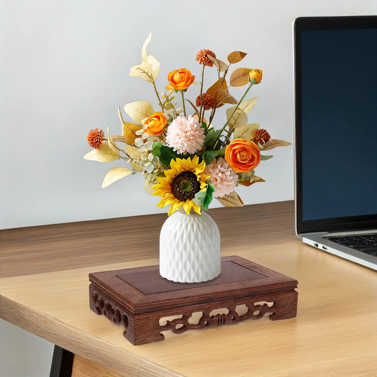 Wood Display Pedestal Rectangular Solid Base Ornament Vase Stone Zpaxo