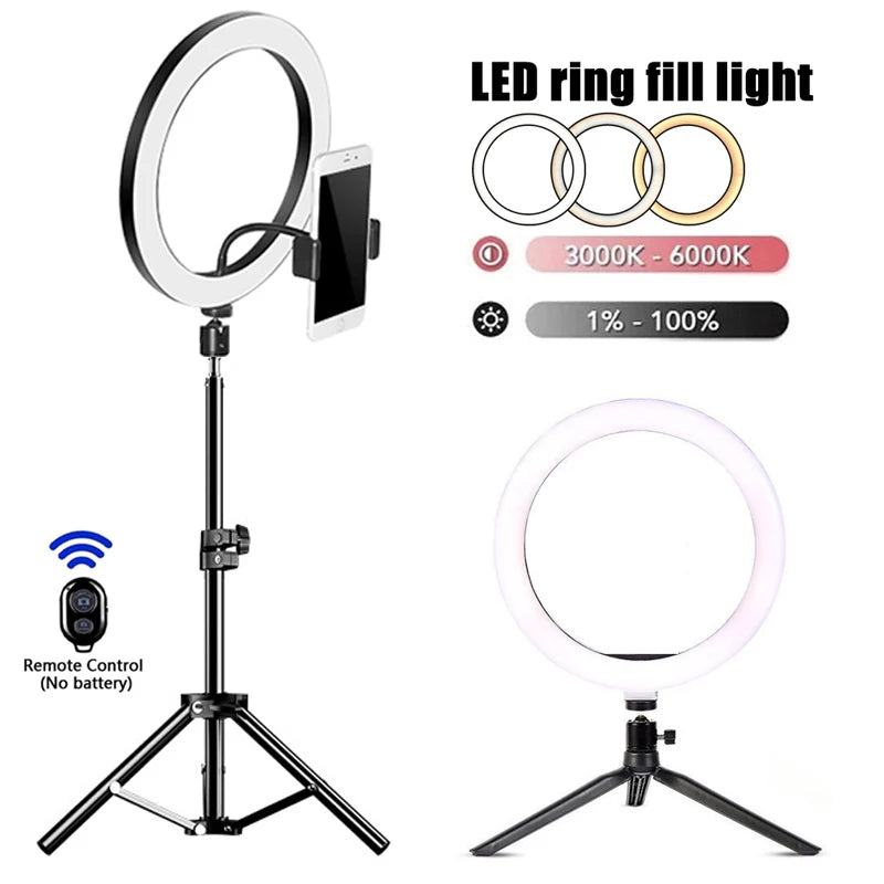 LED Selfie Ring Lamp Photographic Selfie Ring Lighting USB Remote Fill light For YouTube Vlog Video Live Phone Holder & Tripod Zpaxo