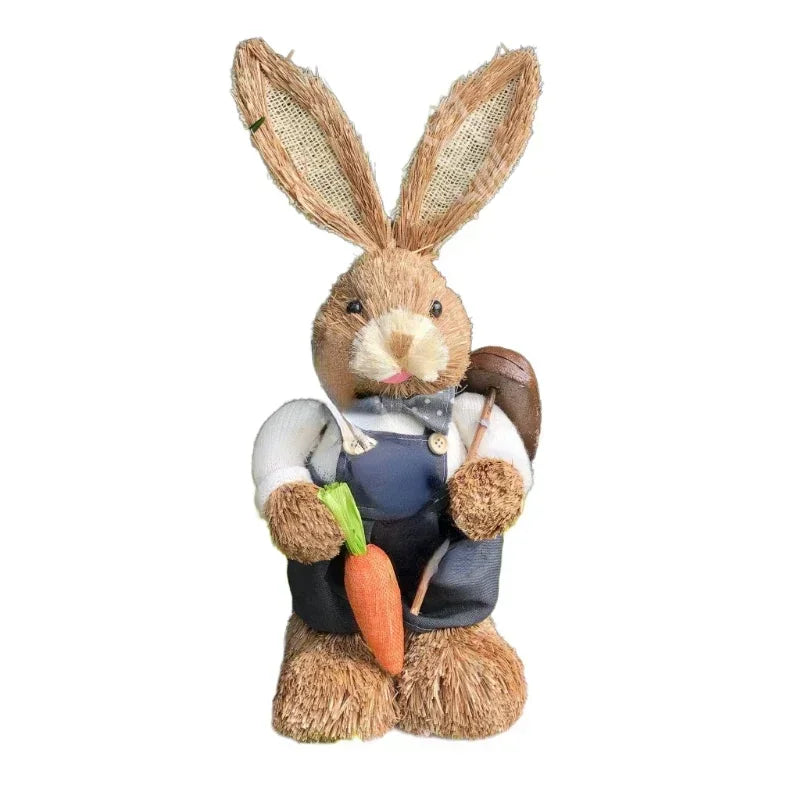 Easter Bunny Handwoven Grass Rabbit Decoration Cute Craft Home Decor Zpaxo B-1PCS 35CM