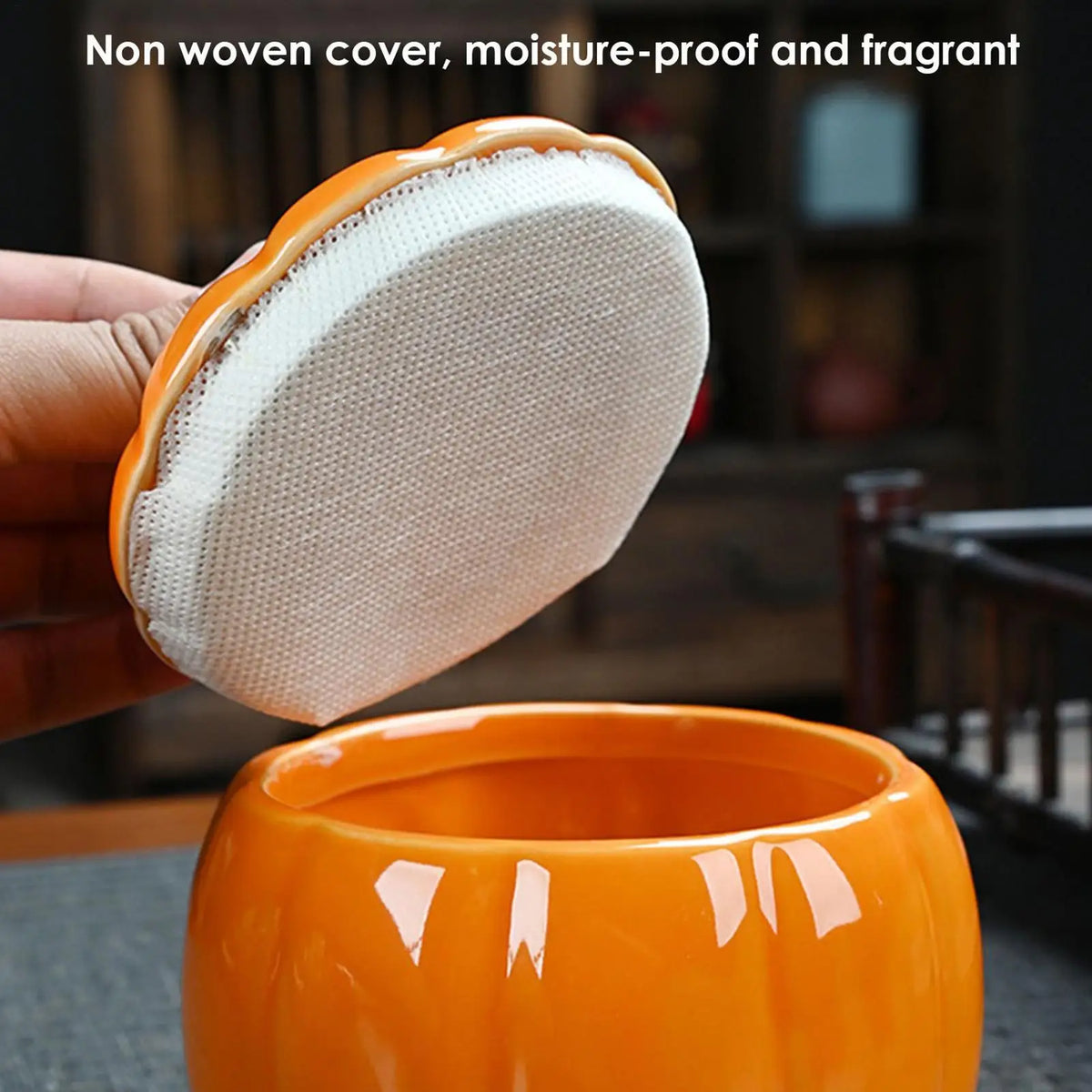 Ceramic Pumpkin Tea Jar Kitchen Storage Lid Airtight Food Container Zpaxo