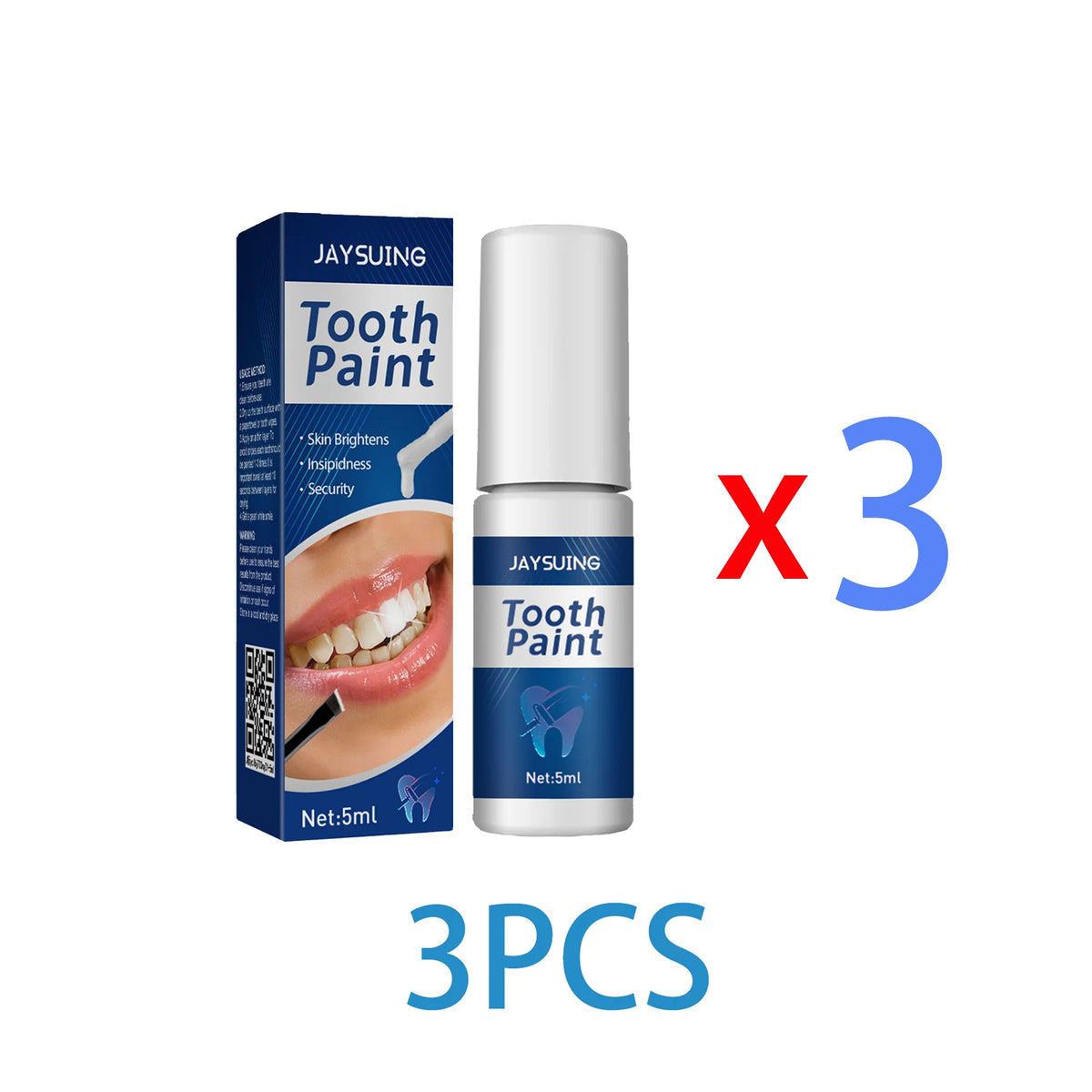 Instant Teeth Whitening Paint 5ml Remove Stains and Yellow Teeth Fast Acting Smile Brightener No Sensitivity Vegan Formula Zpaxo 3PCS