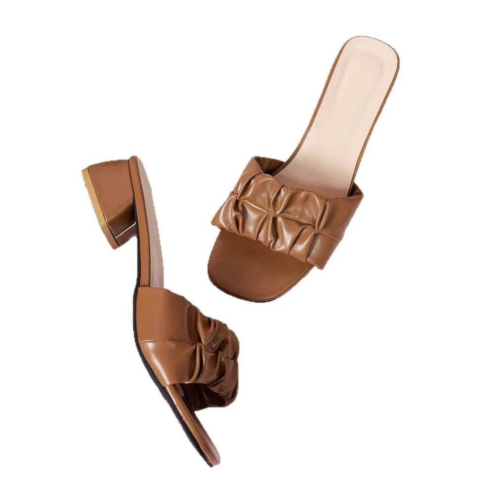 Pleated Summer Women's Sandals Trend Outdoor Flat Women Flip Flops Zpaxo