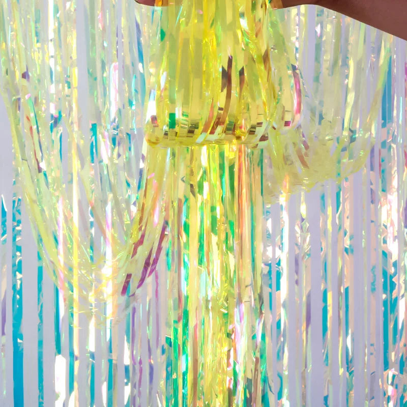 Gorgeous Backdrop Curtains Tinsel Fringe Foil Curtain Unicorn Zpaxo yellow 2m(drop)x1m(width)