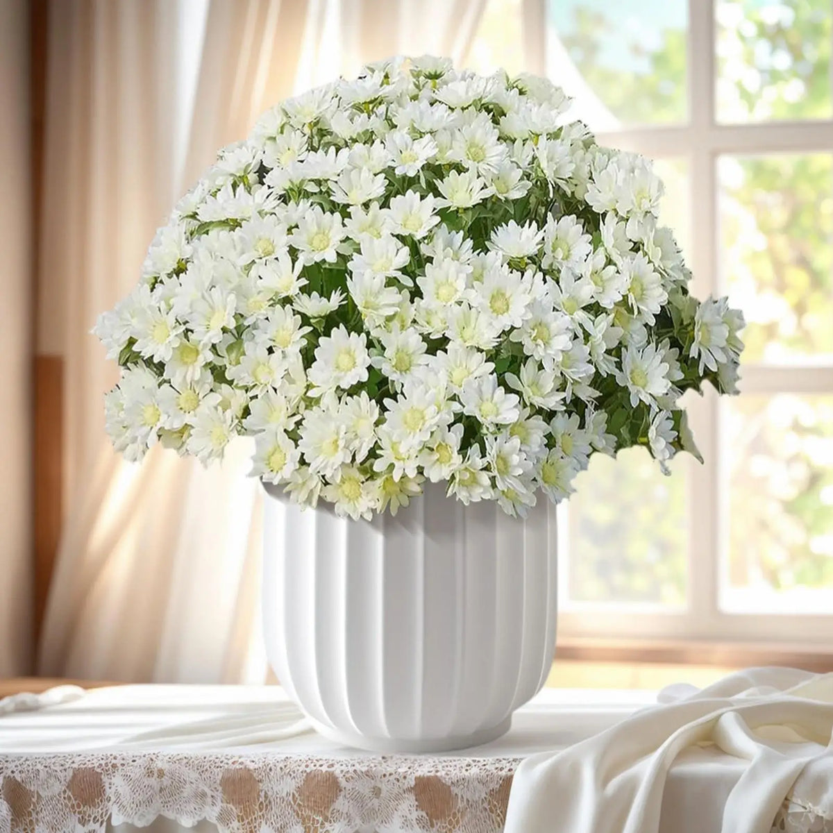 Artificial Mums Outdoors 10-Bundle Outdoor Sunset Fall Flowers Zpaxo