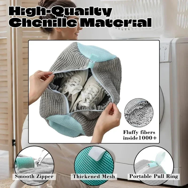 1 Wash Shoes Bag Padded Net Laundry Protector Fluffy Fibers Polyester Zpaxo
