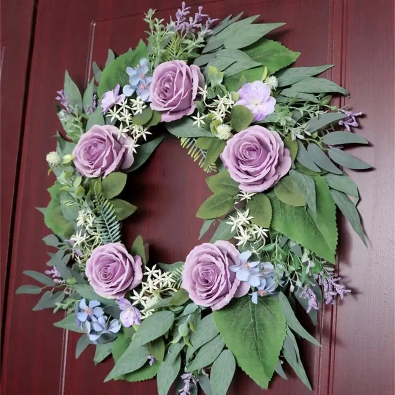 Artificial Purpler Rose Wreath Realistic Flower Wedding Party Inside Zpaxo