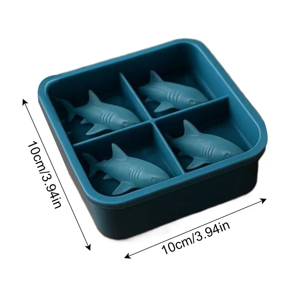 3D Shark Whiskey Ice Mold Cute Easy Release Silicone Tray Shaper Zpaxo As shown