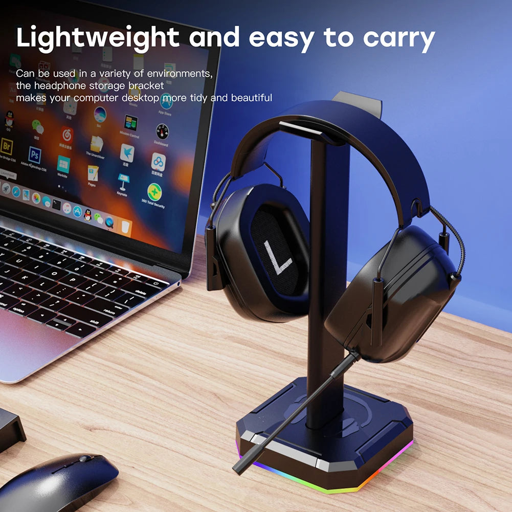Headset Support Stand RGB Backlight Headphone Display Rack Space Zpaxo
