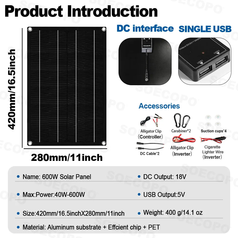 SOECOPO 15000W Full Solar System Complete Home 600W Panel Inverter 3 Zpaxo