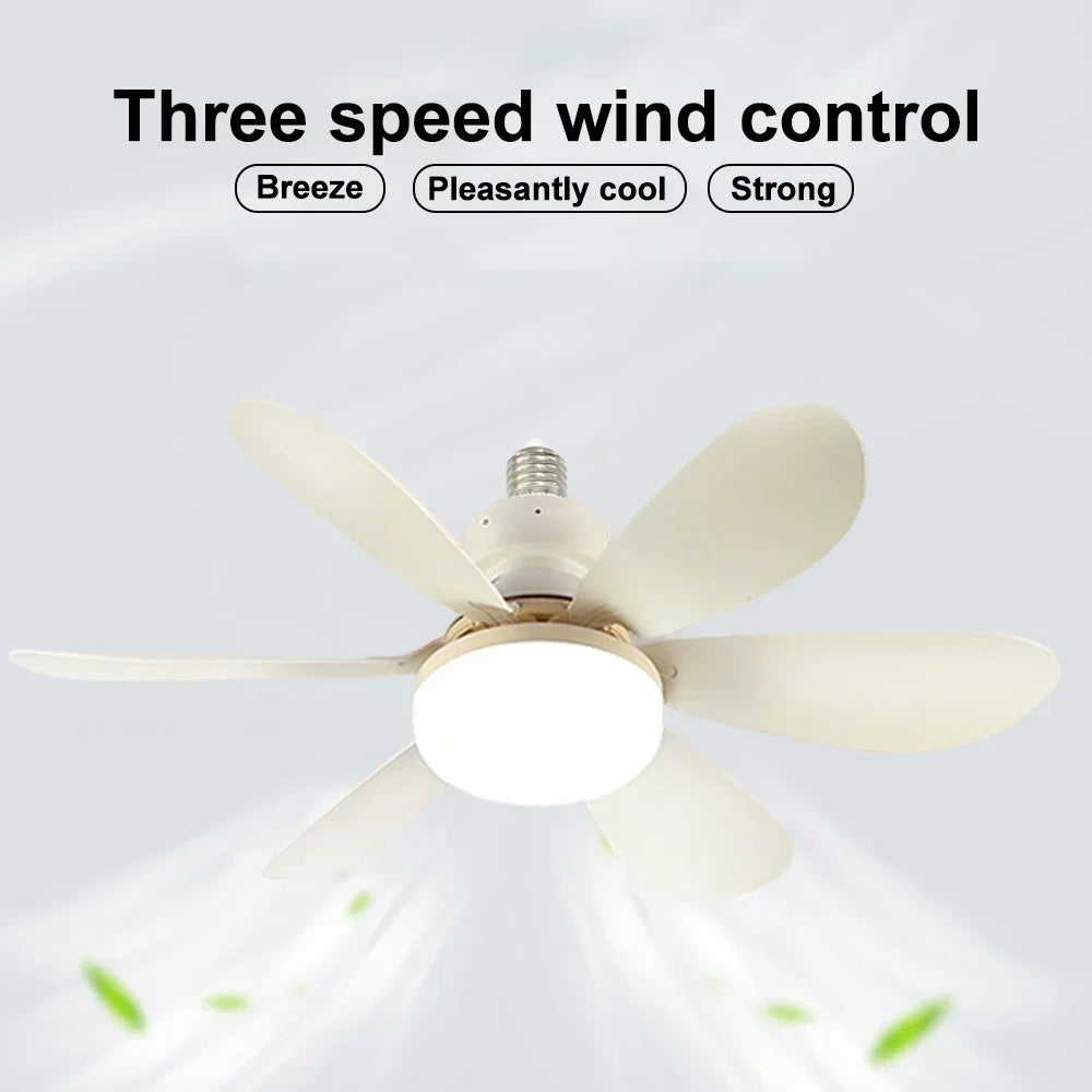 Home LED Ceiling Fan Light E26 E27 Base 3-colour Adjustable Wireless Remote Control 52CM Ceiling Fan Lamp for Bedroom Living Zpaxo
