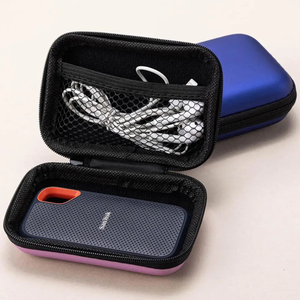 Portable PU Zipper Bag Hard Drive Protective Box HDD SSD USB Cable Zpaxo