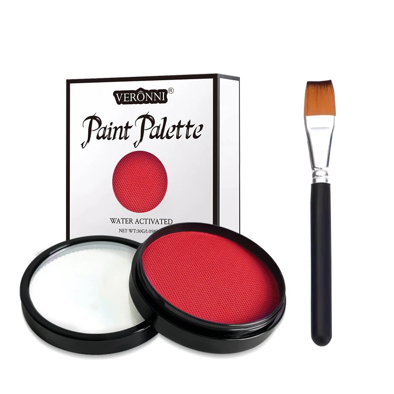 30g Face Paint Kit,Water Activated Monochromatic Face Body Painting Makeup Palette Cosplay Paint Palette SFX Joker Zombie Makeup Zpaxo 2pcs-red