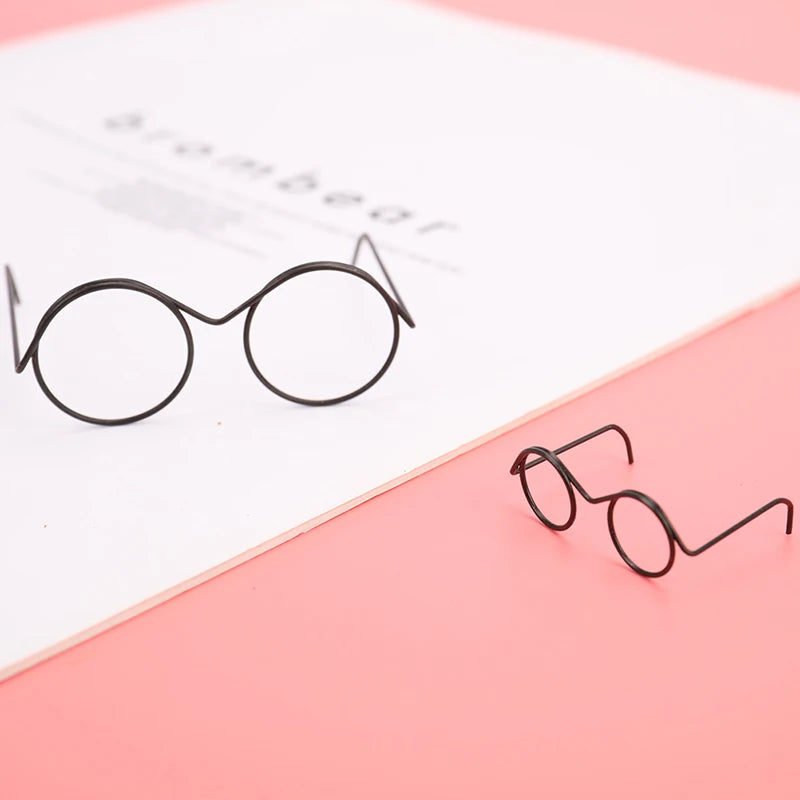 Fashion Round Frame Lensless Retro Cool Doll Glasses Accessories Zpaxo
