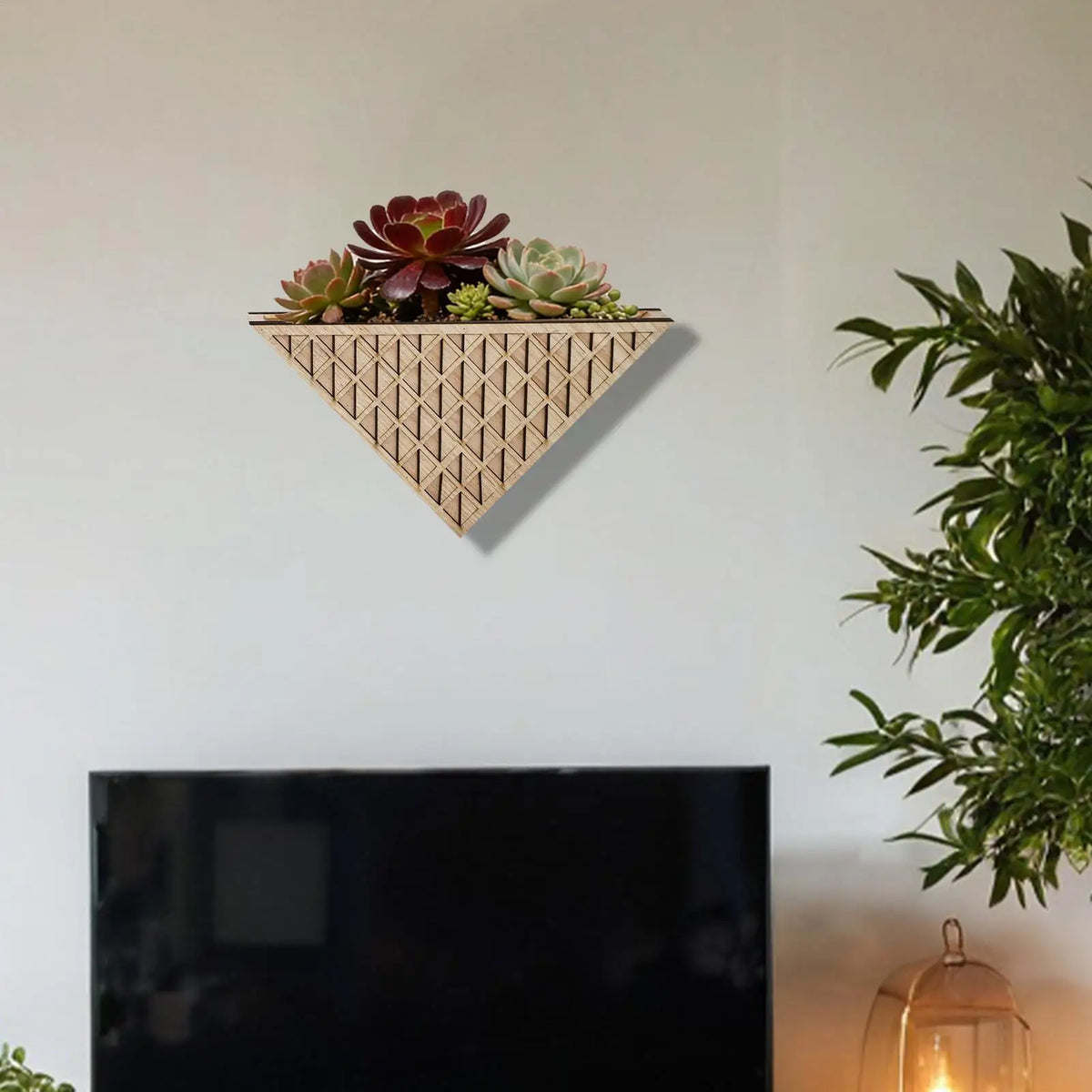 Wall Mounted Plant Pot Wooden Space-Saving Basket Triangle Pot for Outdoor Plants for Small Apartment Garden Balcony Patio Porch Zpaxo