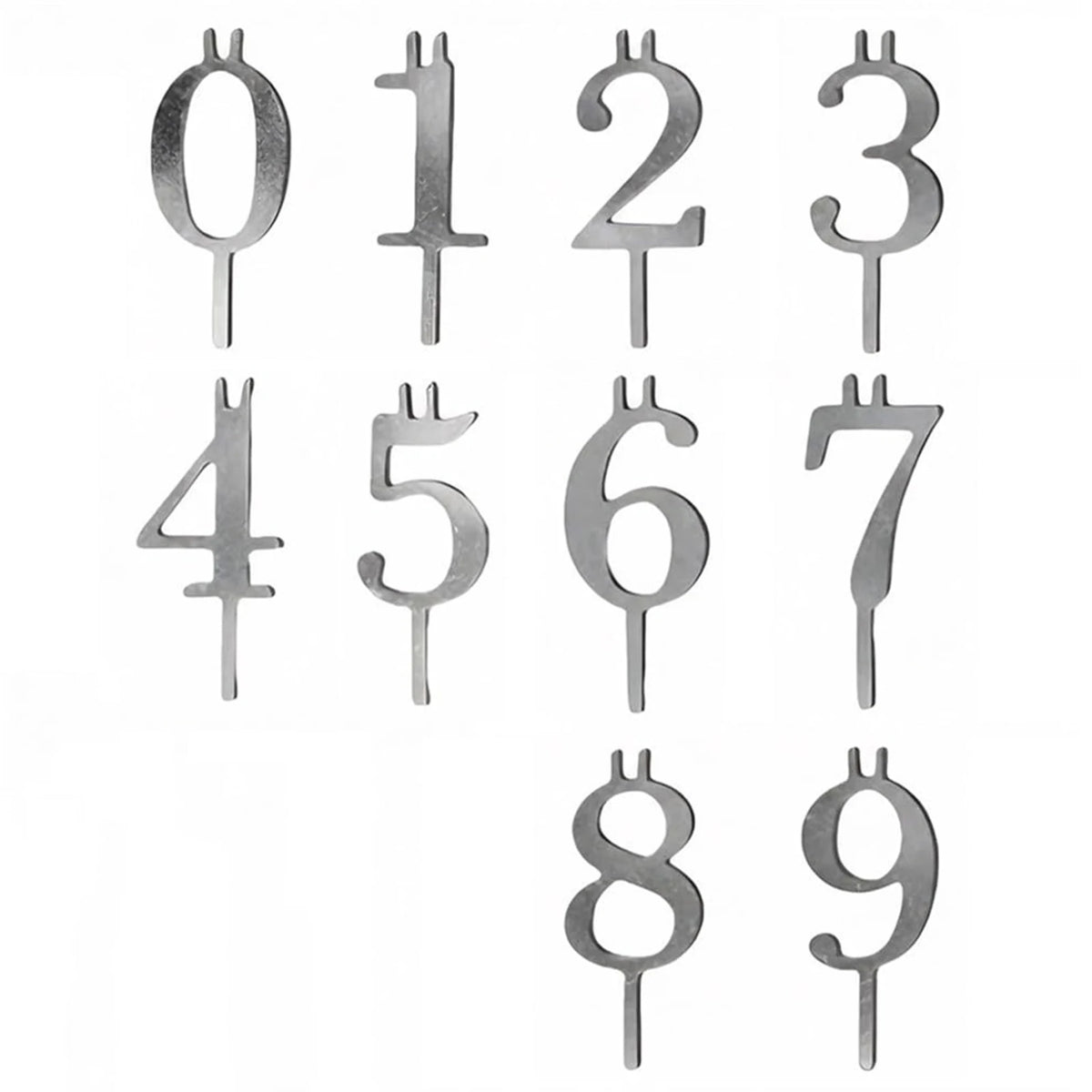 0-9 Reusable Number Birthday Candle Holder Cake Topper Decorations Zpaxo Silver