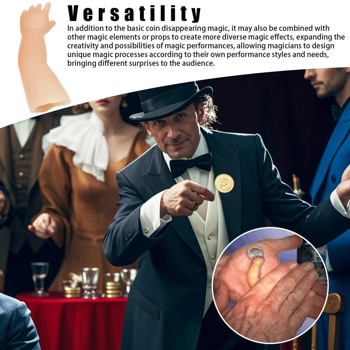 Magic Coin Vanishing Trick Close Up Performance Props Hand Vanish Zpaxo
