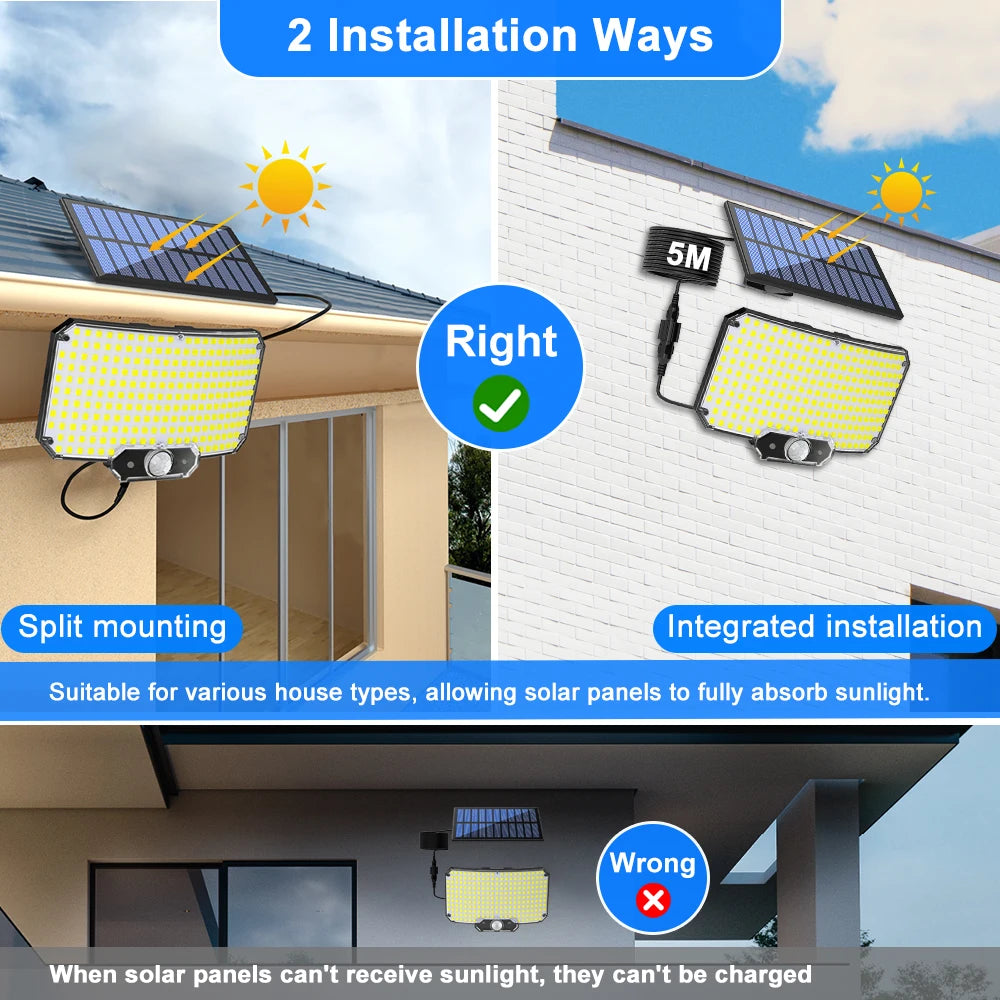 Solar Lights 234LED Solar Security Lights Outdoor Garden Motion Sensor 3 Modes Waterproof Split Solar Flood Wall Lights Garage Zpaxo