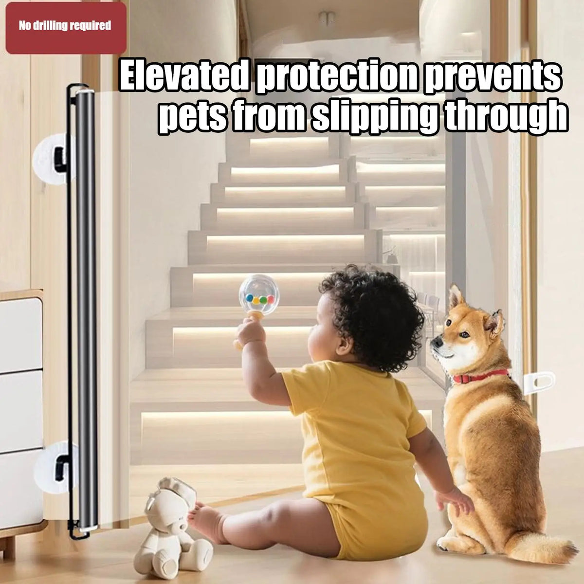 Retractable Dog Gate Portable Gates Dogs Expandable Folding Barrier Zpaxo