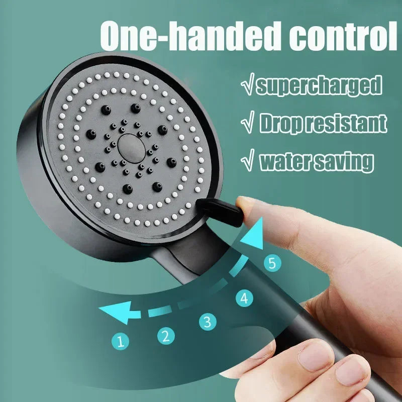 5 Modes Shower Head Set with Water Pipe Bracket Adjustable High Pressure Water Saving Shower Head Water Massage Shower Head Zpaxo