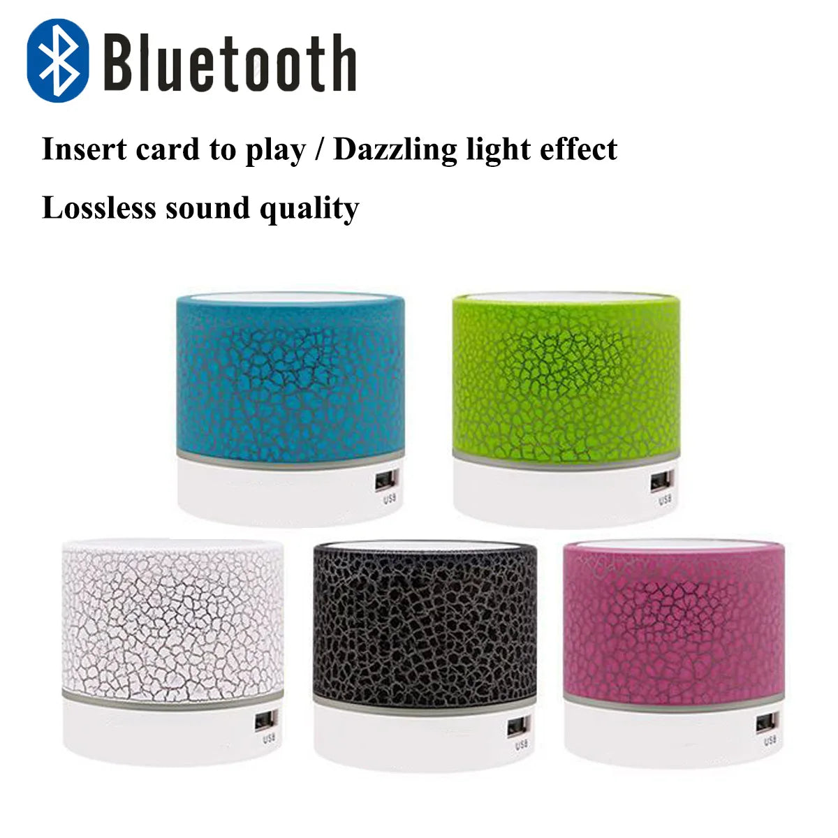 New Mini Portable Car Audio A9 Dazzling Crack LED Wireless Bluetooth 4.1 Subwoofer Speaker TF Card Zpaxo