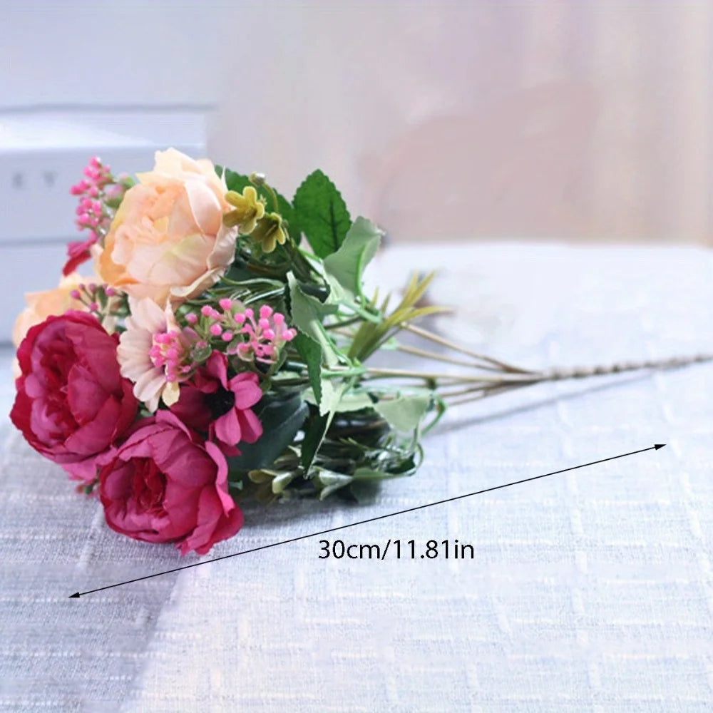 Elegant 11 81 Decor Peony Daisy Bouquet Vintage Artificial Flowers Zpaxo