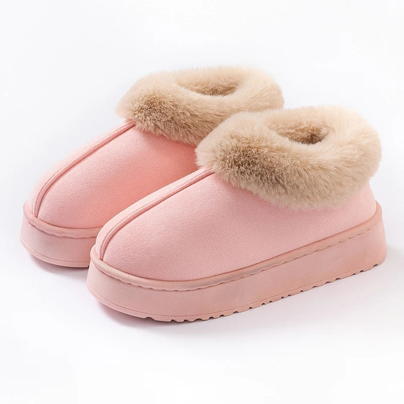 Winter Women Shoes Fashion Snow Boots Fluffy Plush Faux Fur Soft Zpaxo pink 36-37