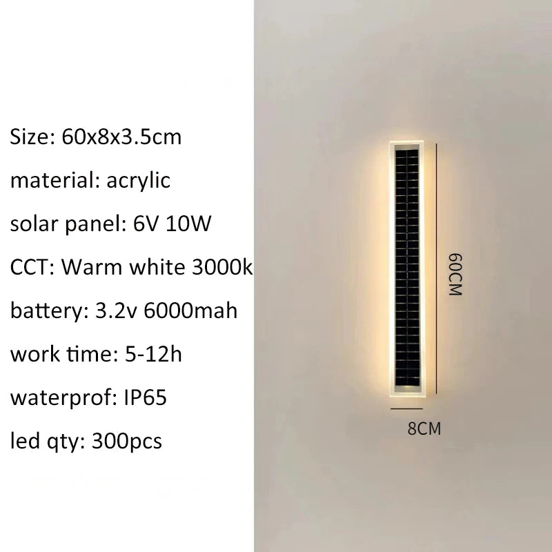 Solar Wall Lights Outside Door 20W Waterproof Acrylic Lampshade Zpaxo 60CM-10W