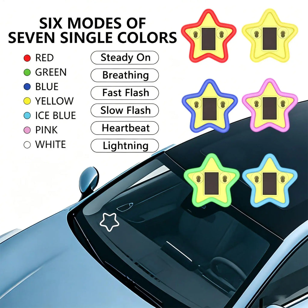 Solar Car Light Wireless Five-pointed Star Powered Sensor Control Zpaxo